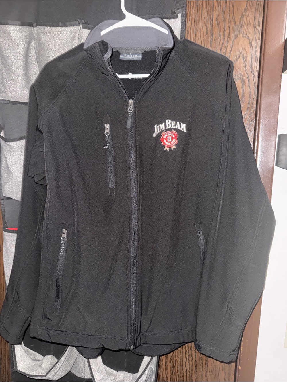 Jim Beam Black Zip-Up Fleece Jacket with Red Logo